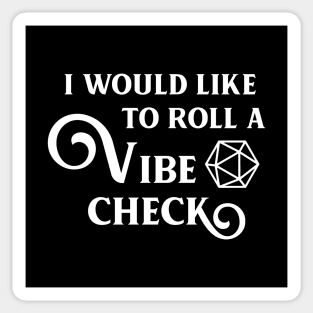 I Roll for a Vibe Check D20 Dice Sticker